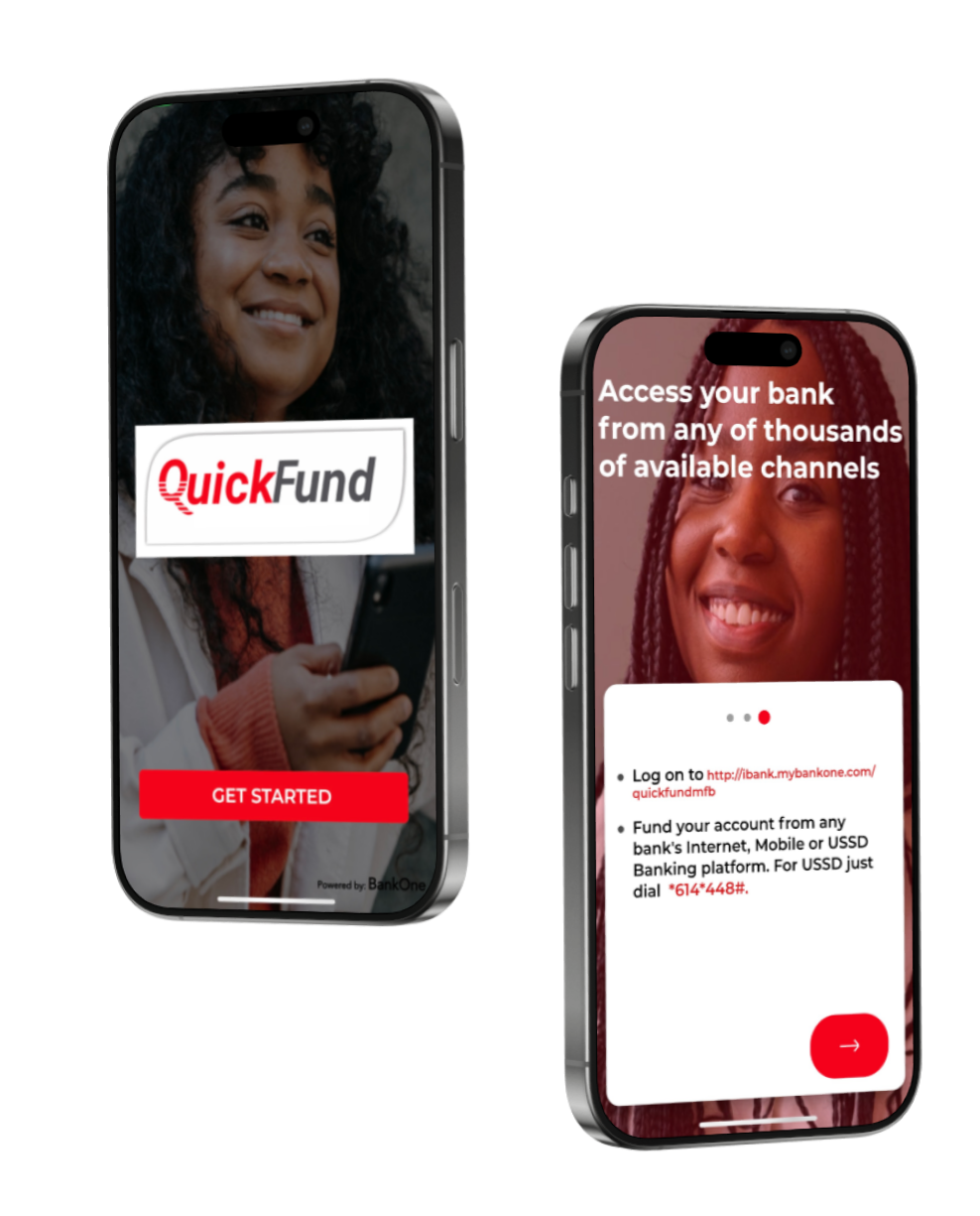QuickFund mobile app interface